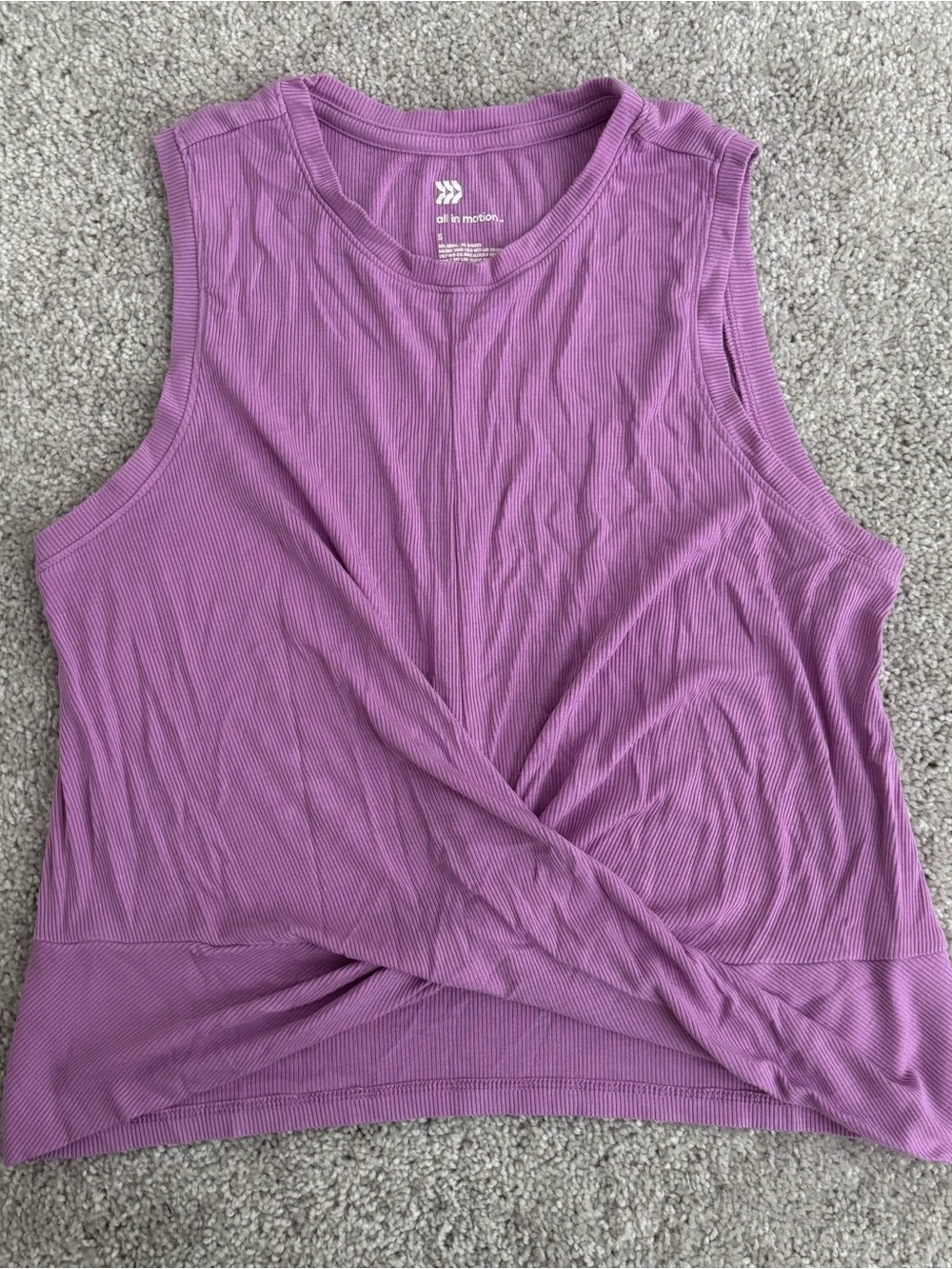 all in motion Purple Twist-Front Ribbed Tank